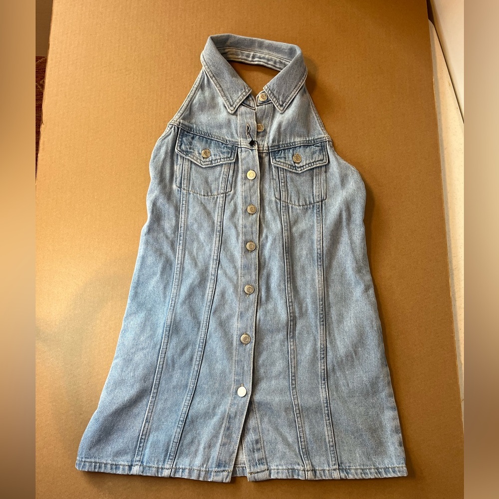 Zara Blue Sleeveless Halter Dress